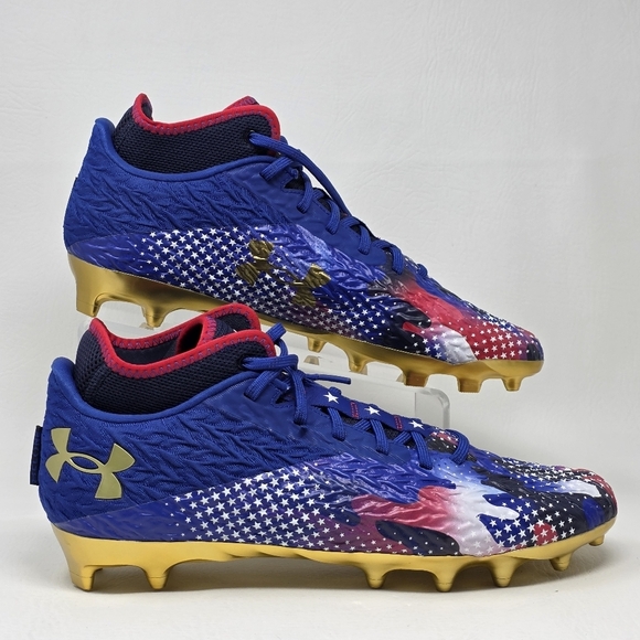 Under Armour Spotlight Clone 4 MC USA Mens Sz 14 Football Cleats 3027296-400 New - Picture 2 of 10